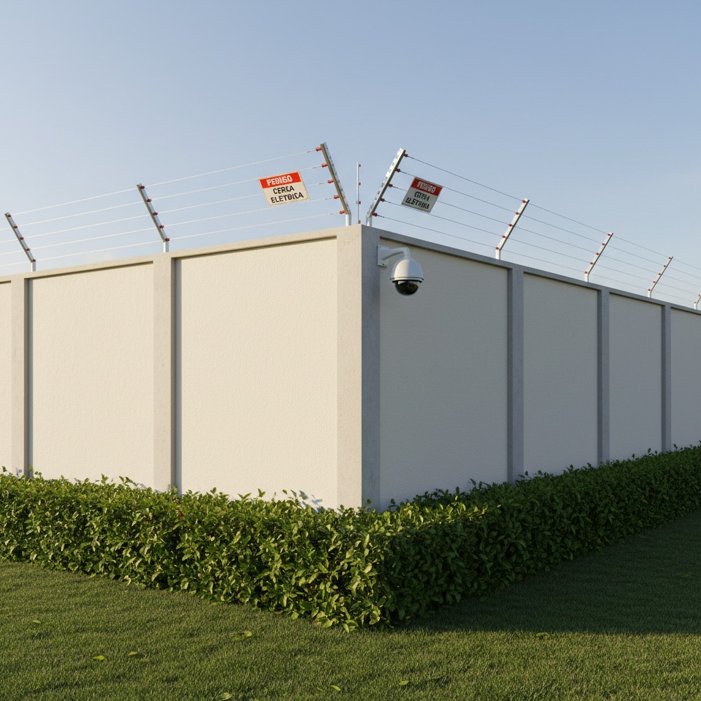 muro em otimas condicoes  com 1 camera e cerca eletrica